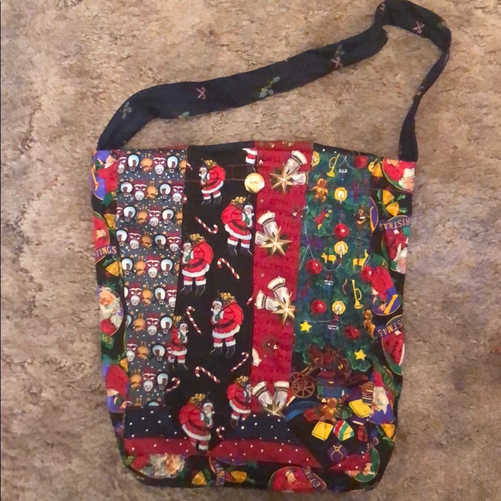 HANDMADE Christmas tote made of Ties!